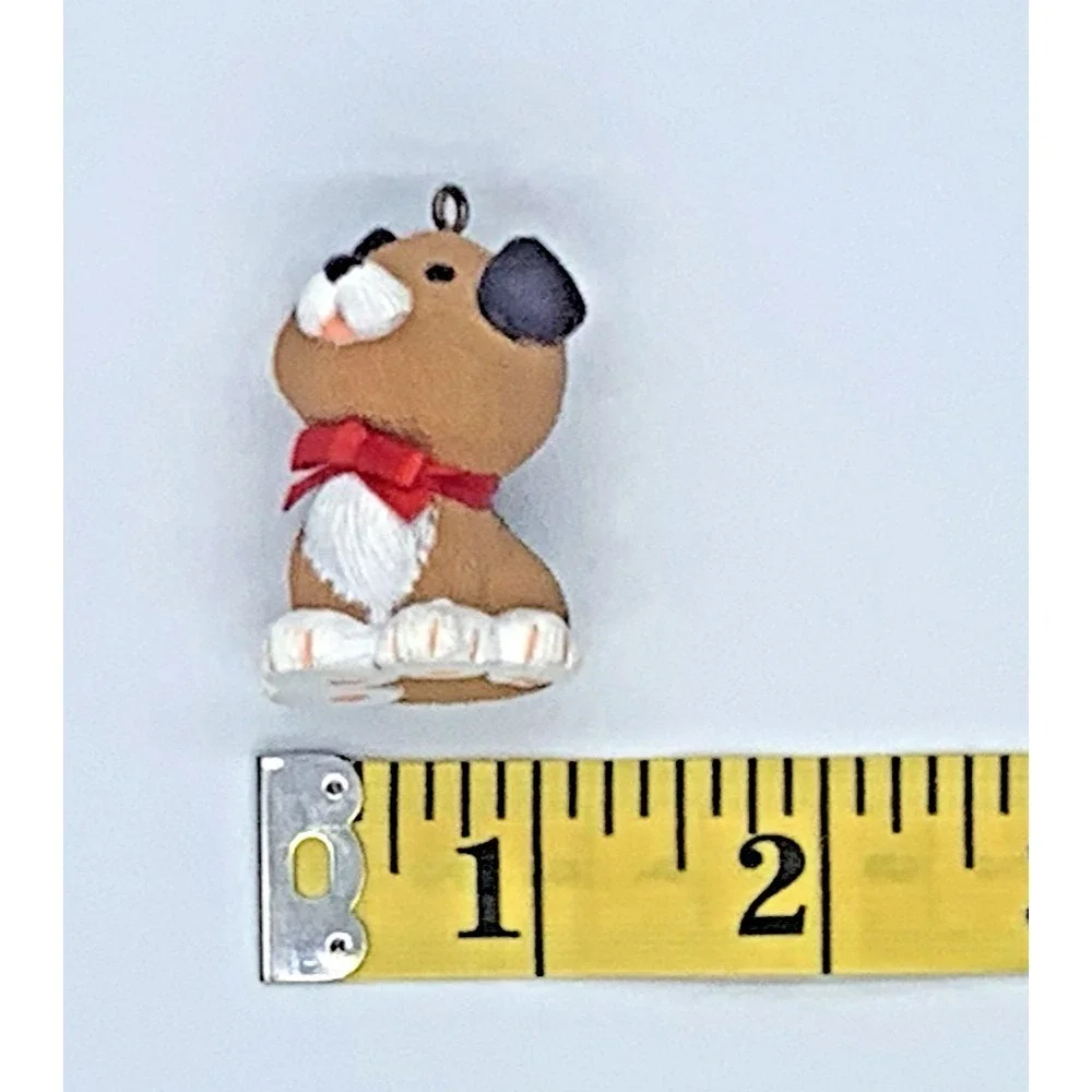 Holiday Puppy Hallmark Keepsake Ornament‎ 1983 Dog Red Ribbon Vintage